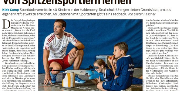 NWZ - Artikel über das 11. Peak Performer Kids Camp in Württemberg